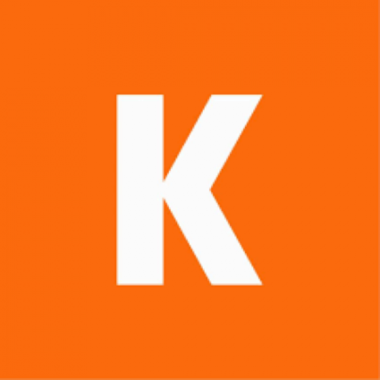 Orange background surrounding the letter K 