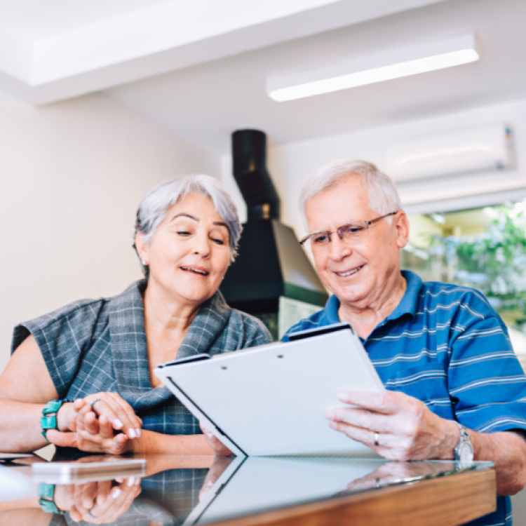 seniors working on their taxes