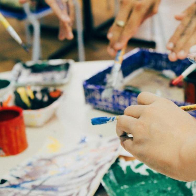 A table full of art supplies