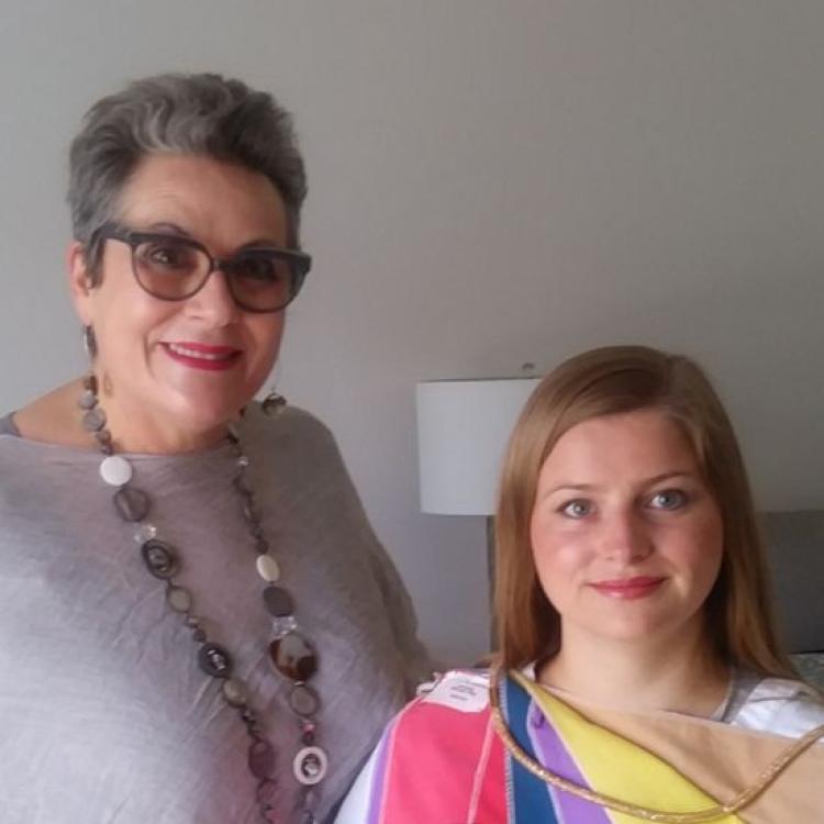 Mary Lye with Colour Client and Coloured Fabric 