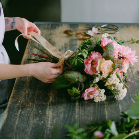 Flower Arranging with Dogwood Flowers