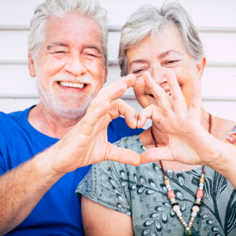 a senior couple outside
