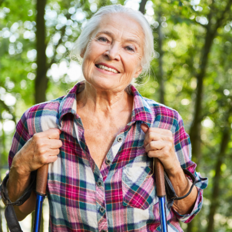 Older adult in the woods