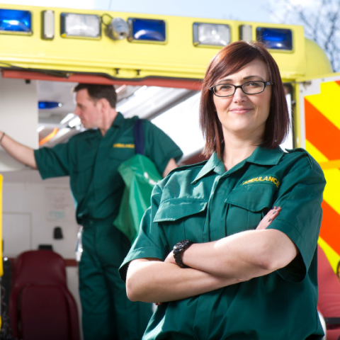 paramedics outside an ambulance