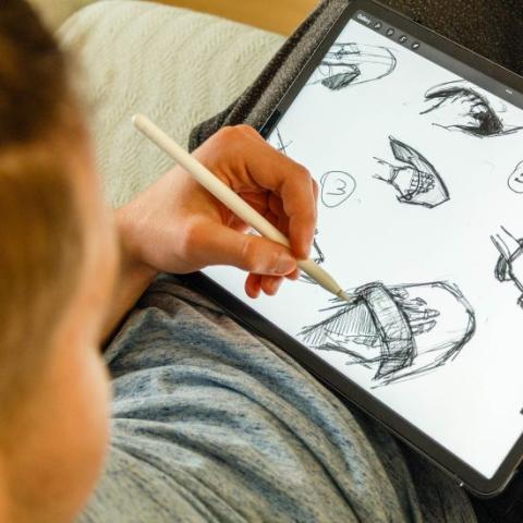 Youth drawing on ipad